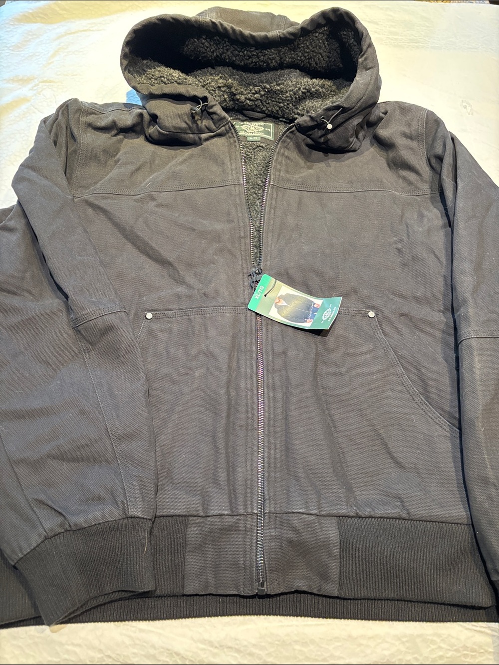 G.H. Bass & Co. Black Hooded Sherpa-Lined Zip Jacket